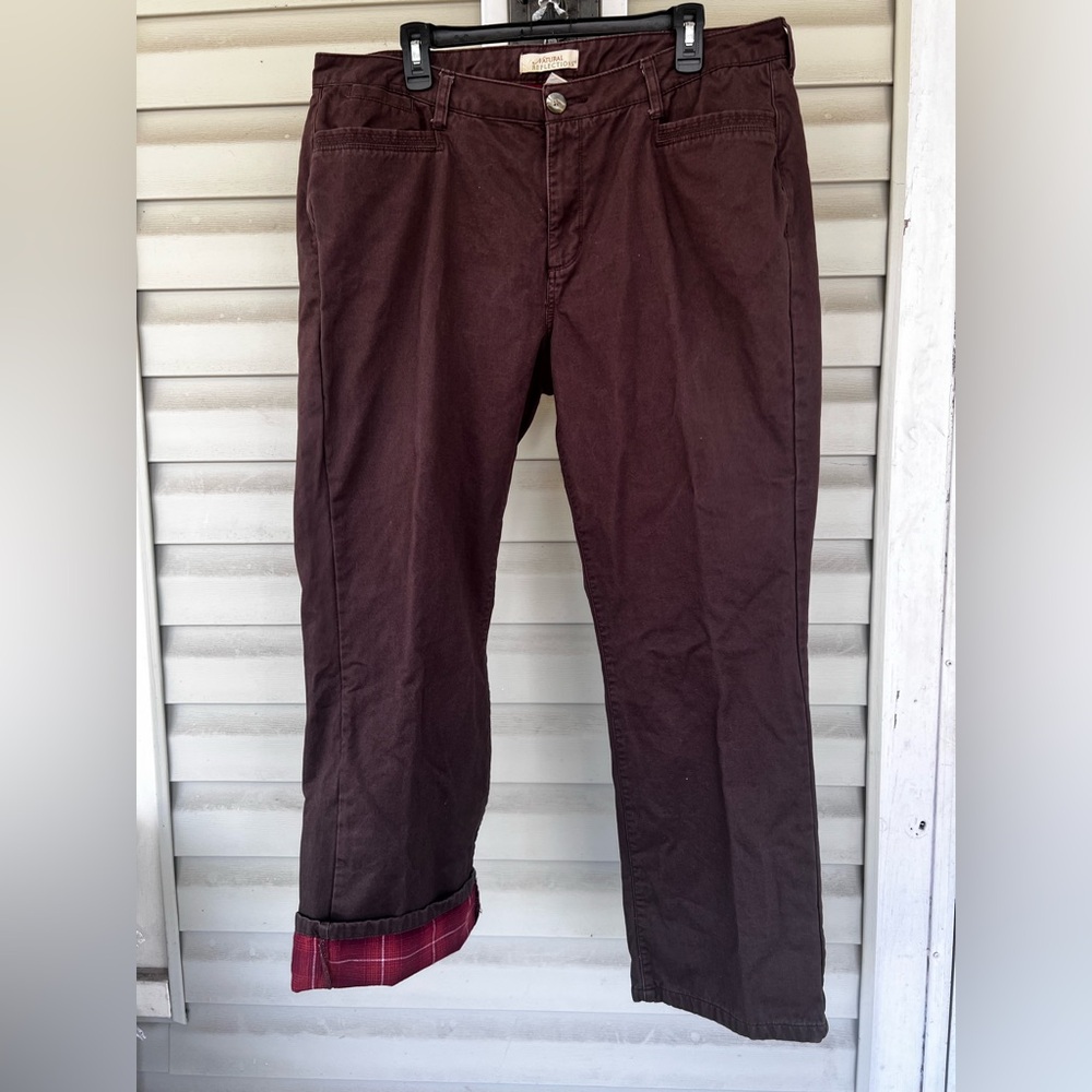 Natural Reflections Women’s Sz 18 Coco Brown Flannel Lined Pants 37x30.5 inches